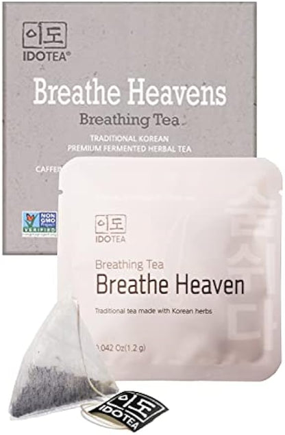 IDO Tea Breathe Heavens Breathing Tea | Organic Korean Fermented Herbal Tea | Breathe Easy Tea for Immune Support | Bedtime Tea | Detox Cleanse Tea Gift Sets (Pack of 1, 15 Tea bags)
