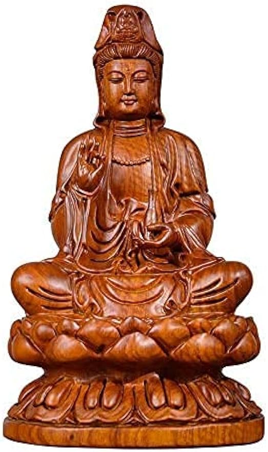 Guan Yin Buddha Statue,Quan Yin Statue,Buddhist Avalokiteshvara Kuanyin,Kuan Yin Statue,Decorative Statue Sculpture with Rosewood/Ebony Wood Carving,Chinese Feng Shui Gifts (Rosewood,30cm(12in))