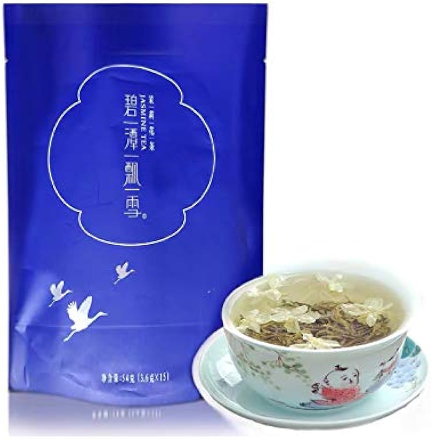2023 (FRESH) Spring Bamboo Leaf Green (Bitan Drifting Snow) Bitan Drifting Snow Famous Chinese Jasmine Tea (15 bags)