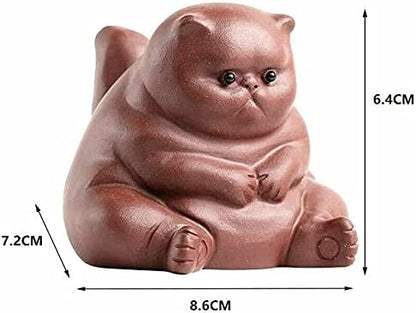 EatingBiting Chinese Zisha Tea Pet Water Tea Tray Pet Accessories Handmade Purple Clay Tea Pet for Kungfu Tea Tray Lucky Lazy Cat Tea Pet for Home Tea Tray Decor