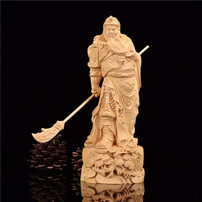 YZDSBD Statues Figurines Sculptures Dynasty Warriors Guanyu Legend Statue Guangong Wood People Sculpture Wooden Decor Craft Chinese Doll Statues for Decoration,15Cm