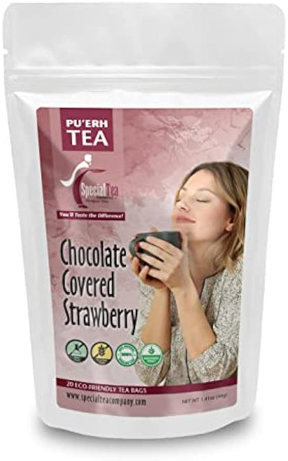 Special Tea Chocolate Covered Strawberry Pu-erh Tea, 20 Tea Bags