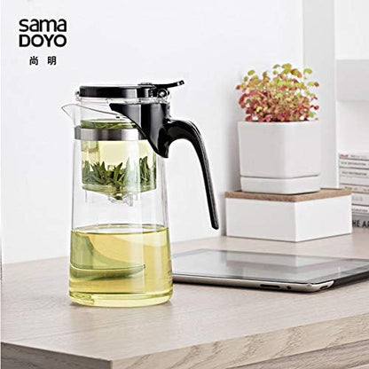 Samadoyo SAMA SAG-10 High Grade Gongfu Tea Pot & Mug 750ml Sama Teapot Heat Resistant Glass Tea Pot with Tea Infuser Strainer Filter