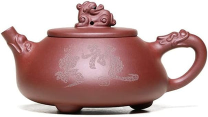 Yxhupot Teapot Chinese Yixing Zisha Genuine Black Zini Dragon Clay Shipiao Infusers Loose Tea (Pot zini)