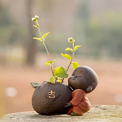 Acxico 1Pcs Yixing zisha Tea pet Lovely Home Decoration Mini vase Creative Tea Play Monk