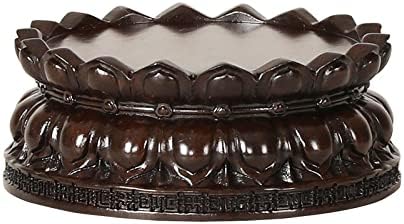 GOLDY&WENDY Chinese Wooden Rosewood Circular Lotus Base Guanyin Buddha Statue Sculpture Pedestal Craft Display Stand