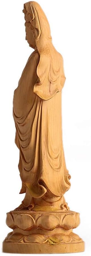 ZEELYDE Buddha Statue,Buddha Sculpture, Chinese Guanyin Bodhisattva Decoration Exquisite Wood Carving Guanyin Bodhisattva Buddha Statue Desktop Decoration Crafts