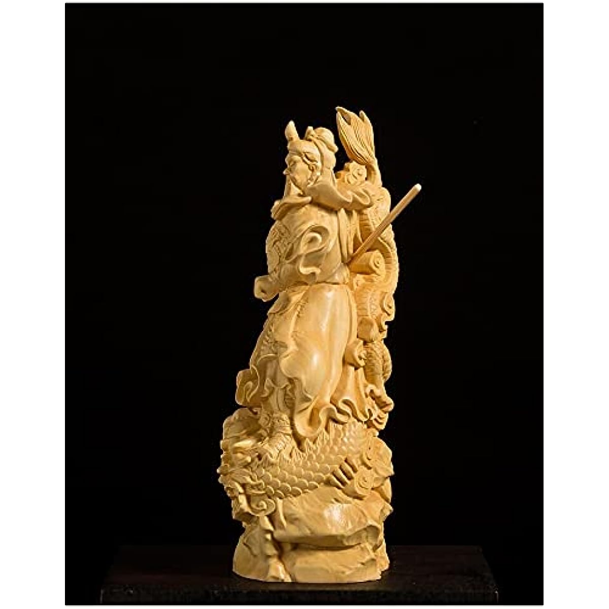 GaYouny Buddha Statue Guan Yu Statue 16CM Three Kingdoms Buddha Statue Solid Wood Ornaments Boxwood Carving Feng Shui Bodhisattva Home Decorations