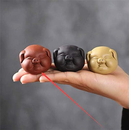 EatingBiting 3.1" Chinese Zisha Tea Pet Pig Tea Pet Handmade Purple Clay Tea Pet for Kungfu Gift Ceremony Decoration mostly ceramic crafts made with purple sand or pure mud