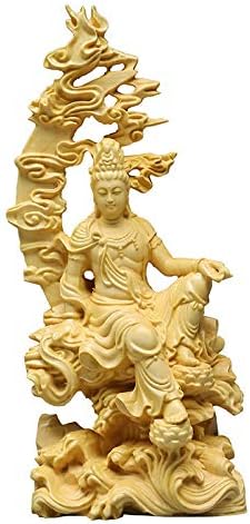 Guanyin Buddha Statue Bodhisattva Sculpture Craft Wood Home Living Room Decor