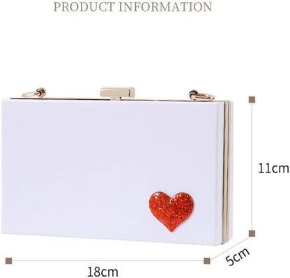 RAN Banquet Evening Bag Women's Clutch Acrylic Purse for Women Metal Chain Shoulder Party Day Clutch, Flap Design