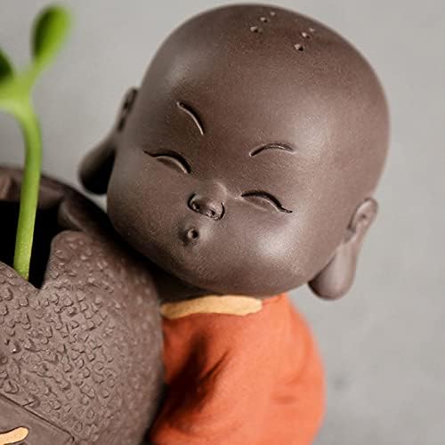 Acxico 1Pcs Yixing zisha Tea pet Lovely Home Decoration Mini vase Creative Tea Play Monk