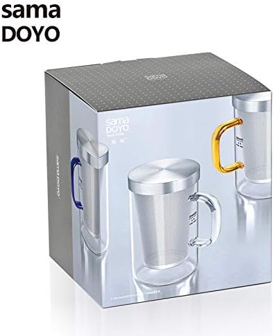 SAMADOYO High Grade Glass Tea Cup Home or Office Teacup W/t 304# Stainless Steel Infuser & Lid Borosilicate Glass SAMA S049A S050A (S050A-500ML)