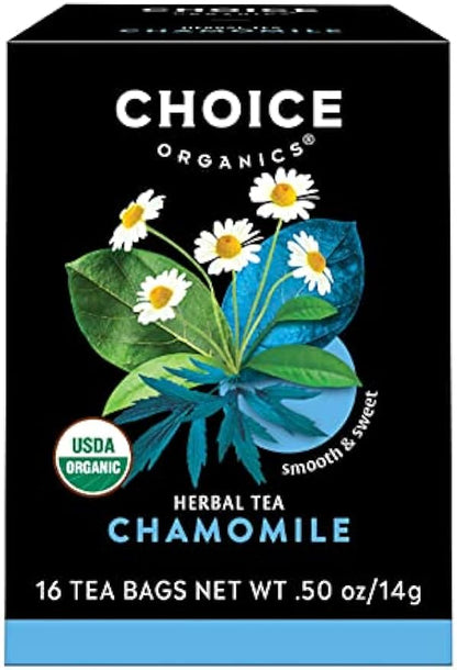 Choice Organics - Organic Chamomile Tea (3 Pack) - Compostable - Caffeine Free - 48 Organic Herbal Tea Bags