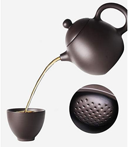 Reotto Kung Fu Tea Set Teapot Handmade Purple Clay Tea Pot Cup Set,Zisha Ceramic Chinese Tea Ceremony Gift
