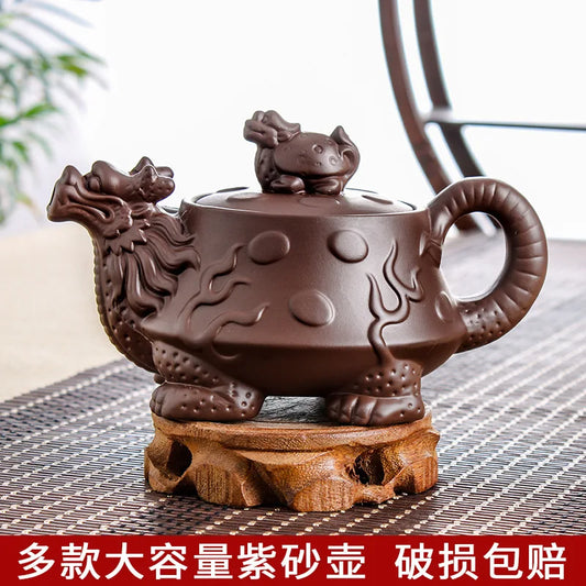 420cc Tradition Yixing Purple Clay Tea Pot Raw Ore Black Mud Ball Hole Filter Kettle Chinese Zisha Customized Beauty Teapot
