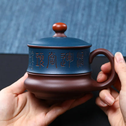 420cc lucky strike Yixing Dracaena Sanderiana Purple Clay Cup Handmade Purple Clay Cup with Cover Tea Set 150nl Small Tea Cup