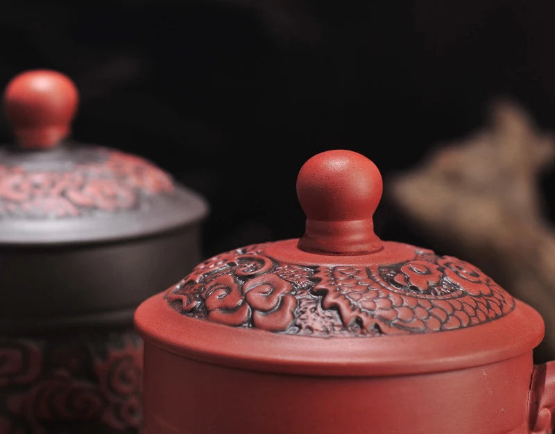 420ml Antique dragon and phoenix mugs Purple clay Tea Mug Mug,Coffee Puerh Tea Mugs office Cup Drinkware