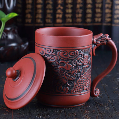 420ml Antique dragon and phoenix mugs Purple clay Tea Mug Mug,Coffee Puerh Tea Mugs office Cup Drinkware