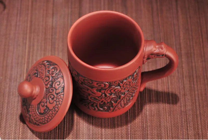 420ml Antique dragon and phoenix mugs Purple clay Tea Mug Mug,Coffee Puerh Tea Mugs office Cup Drinkware