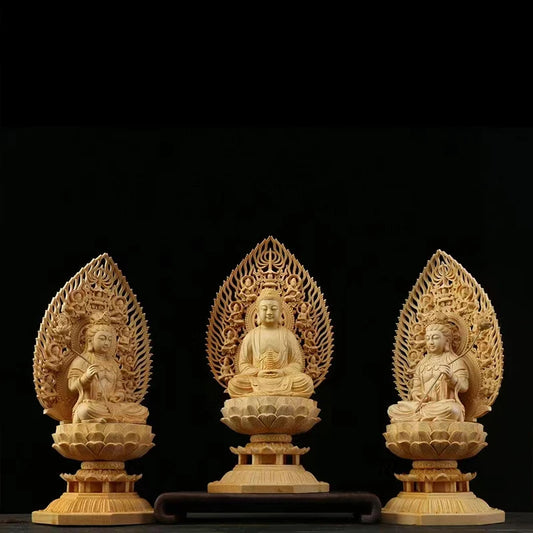42CM Thousand Hands Guanyin Wood Carved Figure Buddha Statue Canadian Cypress Wood Lotus Home Decoration Chinese Decoration