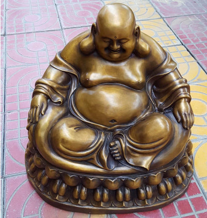 42CM large huge Asia Temple company shop office hall home GOOD LUCK God of wealth Buddha Maitreya Buddha brass statue