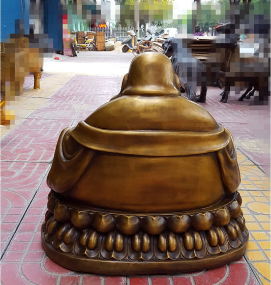 42CM large huge Asia Temple company shop office hall home GOOD LUCK God of wealth Buddha Maitreya Buddha brass statue