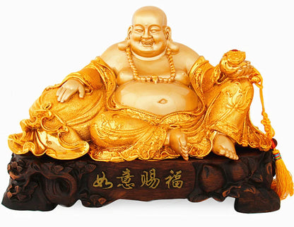 42cm Resin electroplating gold furnishing articles maitreya sitting room office decoration home decoration laughing buddh crafts