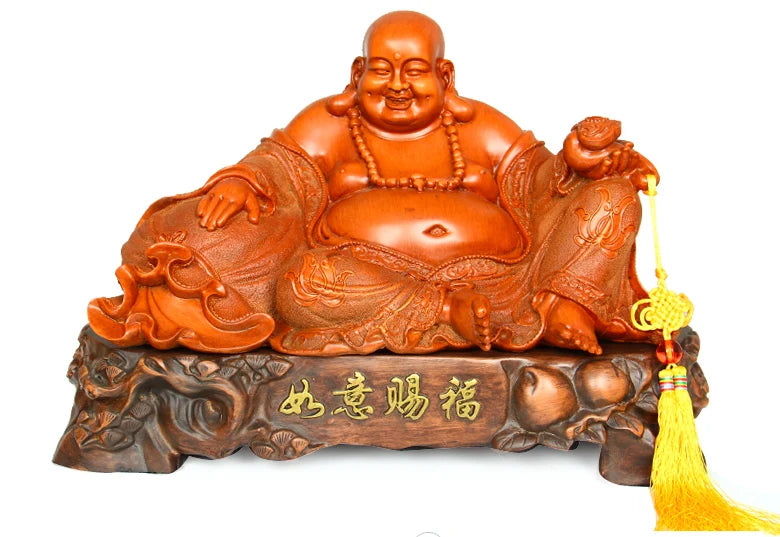 42cm Resin electroplating gold furnishing articles maitreya sitting room office decoration home decoration laughing buddh crafts