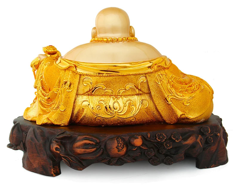 42cm Resin electroplating gold furnishing articles maitreya sitting room office decoration home decoration laughing buddh crafts