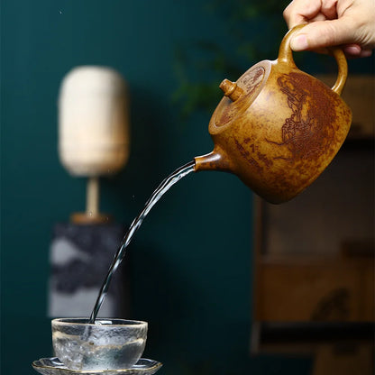 430cc Capacity Real Handmade Yixing Kettle Raw Ore Duan Mud Clay Teapot Golden Teaware Kung Fu Zisha Superior Tea Pot