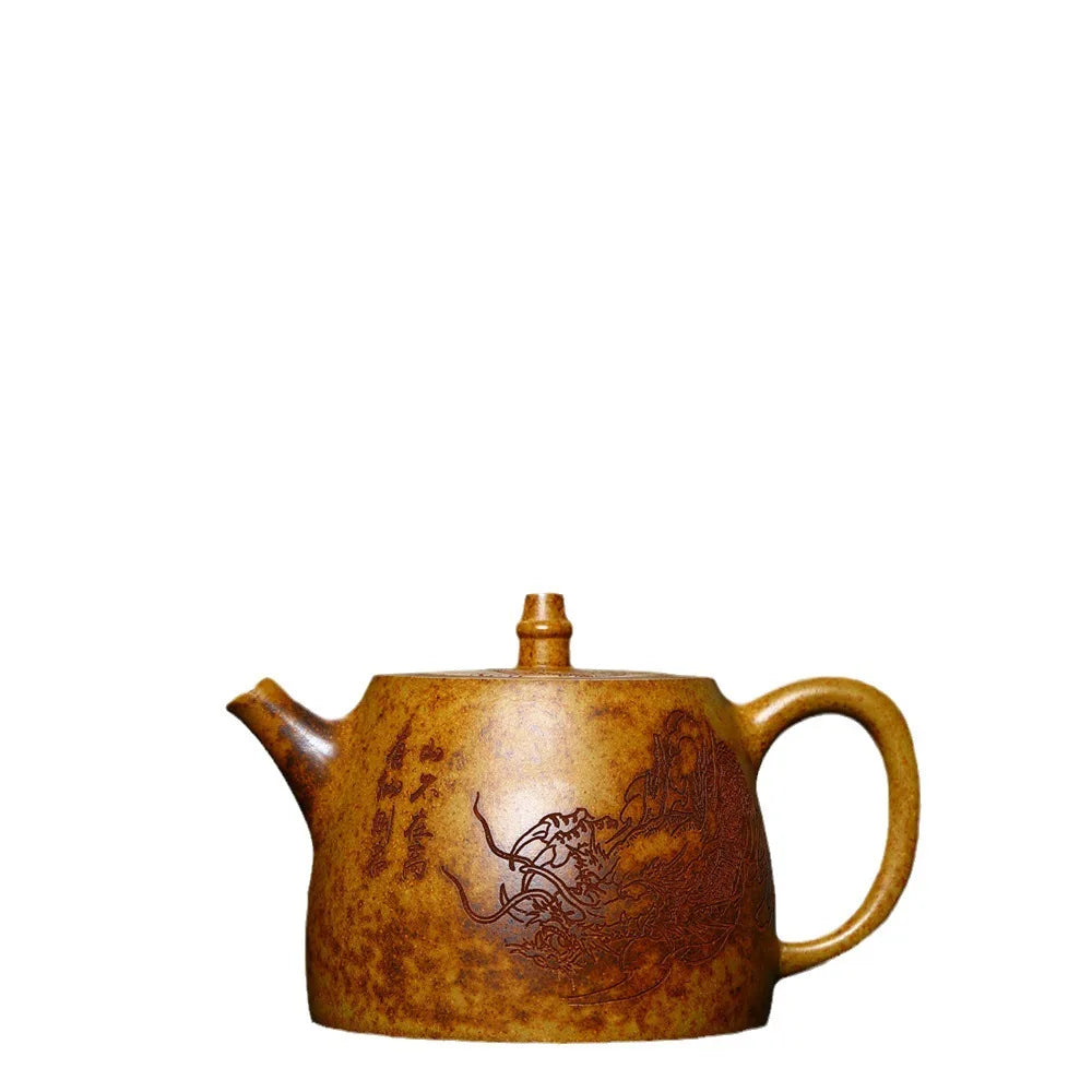 430cc Capacity Real Handmade Yixing Kettle Raw Ore Duan Mud Clay Teapot Golden Teaware Kung Fu Zisha Superior Tea Pot