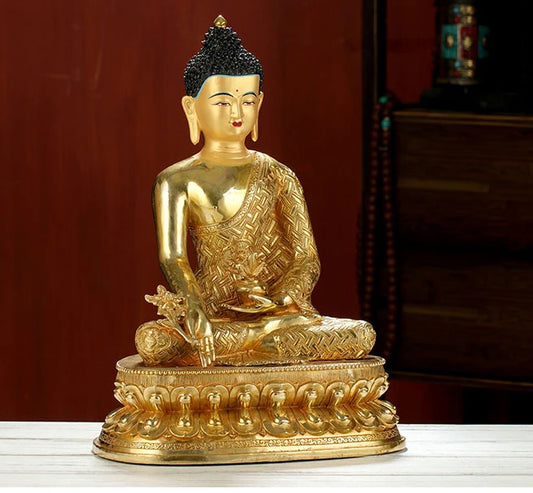 43CM LARGE # large Buddhist Buddhism HOME family efficacious Safety Protection Tibetan Gold-plated Medicine brass Buddha statue