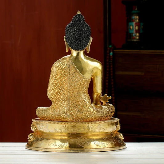 43CM LARGE # large Buddhist Buddhism HOME family efficacious Safety Protection Tibetan Gold-plated Medicine brass Buddha statue
