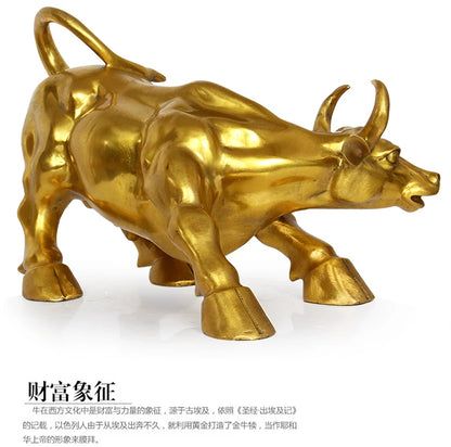 43CM huge #home company Lobby The entrance-hall efficacious Money Drawing wealth FENG SHUI Wall Street gold cattle brass statue