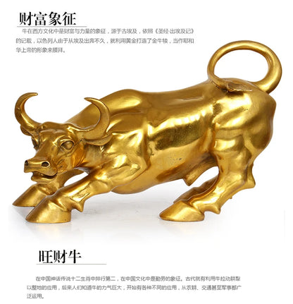 43CM huge #home company Lobby The entrance-hall efficacious Money Drawing wealth FENG SHUI Wall Street gold cattle brass statue