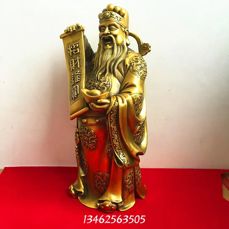 43CM large home Porch lobby efficacious Protection efficacious Mascot thriving business COPPER God of wealth CAI SHEN statue