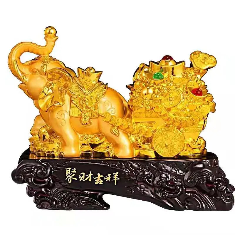 43cm elephant decoration Zhaocai town house feng shui resin statue living room office hotel home decoration accessories