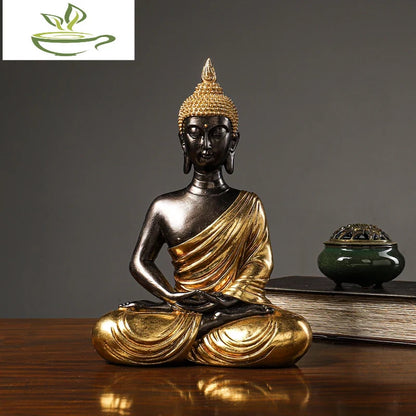 Golden Buddha Statue Resin Figurine Hand MadeThai Buda Buddha Statue Crafts Decorative Ornament Home Decor