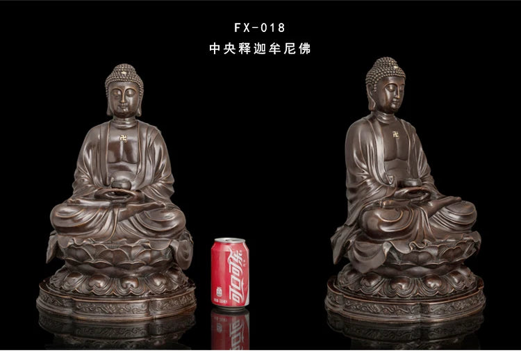 44CM LARGE --Good Buddha statue -family home  efficacious Protection- Retro RULAI Shakyamuni Buddha bronze statue- FX018