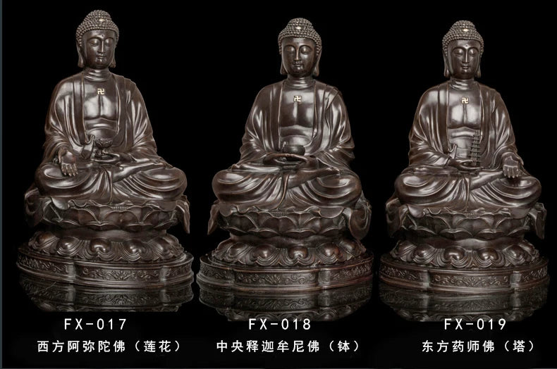 44CM LARGE --Good Buddha statue -family home  efficacious Protection- Retro RULAI Shakyamuni Buddha bronze statue- FX018