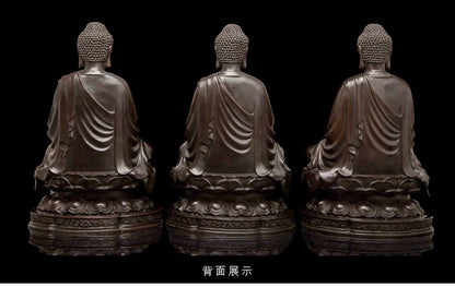 44CM LARGE --Good Buddha statue -family home  efficacious Protection- Retro RULAI Shakyamuni Buddha bronze statue- FX018