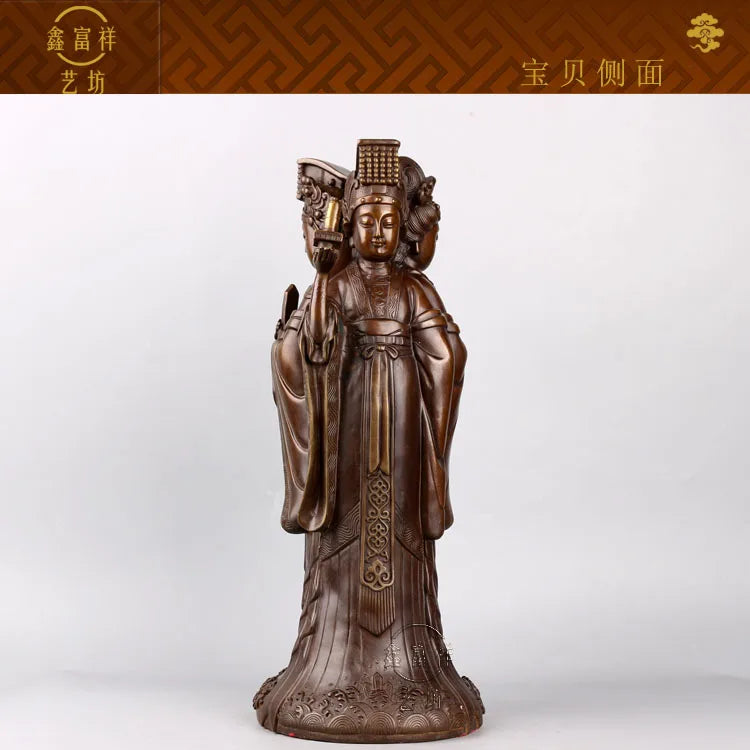 44CM LARGE family HOME efficacious Protection brass -Sea God Mazu Guanyin WANGMU 3 FACE bronze statue-bless Safety Health