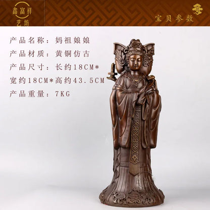 44CM LARGE family HOME efficacious Protection brass -Sea God Mazu Guanyin WANGMU 3 FACE bronze statue-bless Safety Health