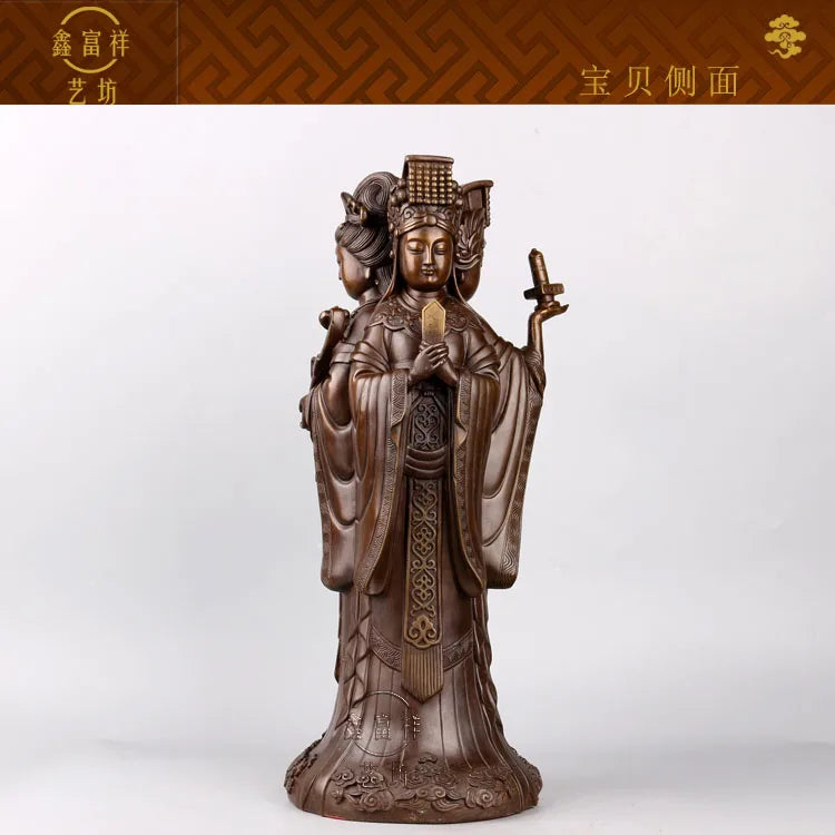 44CM LARGE family HOME efficacious Protection brass -Sea God Mazu Guanyin WANGMU 3 FACE bronze statue-bless Safety Health