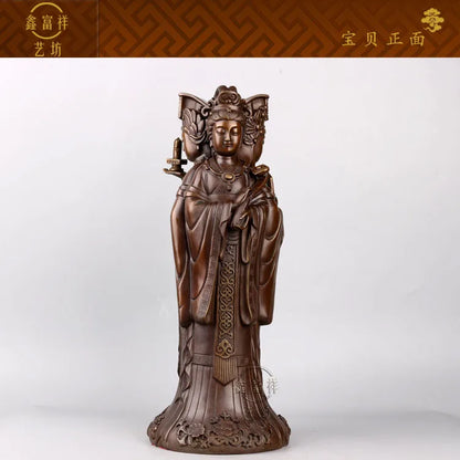 44CM LARGE family HOME efficacious Protection brass -Sea God Mazu Guanyin WANGMU 3 FACE bronze statue-bless Safety Health