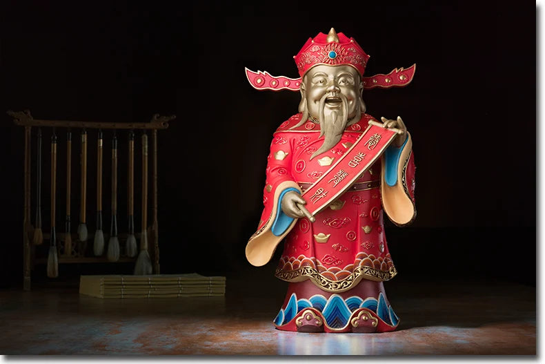 44CM Large Global Limited Edition thriving business Good luck CAI SHEN God of wealth brass Sculpture home office Ornament