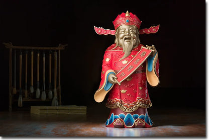 44CM Large Global Limited Edition thriving business Good luck CAI SHEN God of wealth brass Sculpture home office Ornament