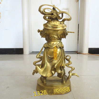 44CM large Huge OFFICE Porch lobby TOP efficacious Mascot thriving business copper God of heaven Veda Buddha FENG SHUI statue