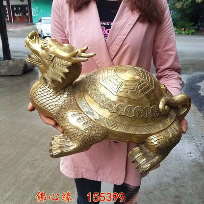44CM large Huge home Porch lobby Safety efficacious Protection Mascot thriving business copper dragon turtle FENG SHUI statue